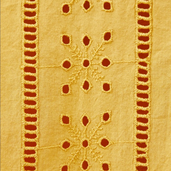 ZARA MUSTARD OFF THE SHOULDER EMBROIDERED MIDI FRILL DRESS SMALL NEW WITH TAGS - Picture 5 of 12